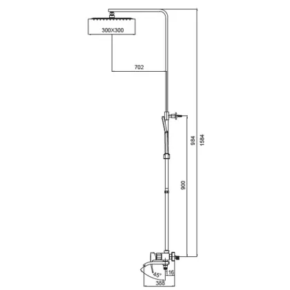 Душова колона зі змішувачем Koer KB-56007-07, 3 функції (Колір графіт) (KR5160) — Photo 1