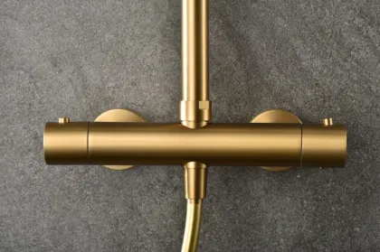 IMEX MONZA BRUSHED GOLD Душова колона з термостатом TURN CLEAN, PVD матове золото — Photo 2