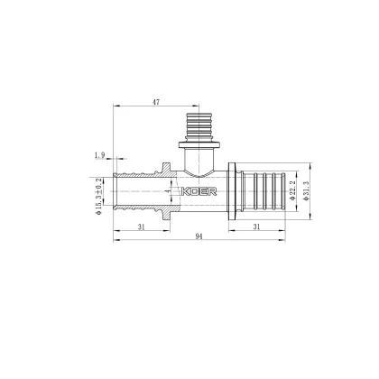 Трійник перехідний Koer KA.T25-16-25 - 25(3.5mm) x 16(2.2mm) x 25(3.5mm) (KR4890) — Photo 4