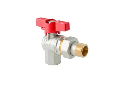 Кран з американкою кутовий Koer Extreme KE.228-20 - 3/4" ручка "метелик" червона (KR5764)