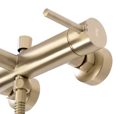 Змішувач для ванни та душу REA LUNGO BRUSHED GOLD настінний з виливом — Photo 2