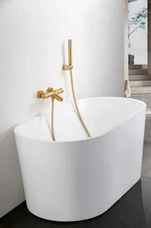IMEX MONZA BRUSHED GOLD Термостатичний змішувач для ванни з душовим набором, PVD матове золото — Photo 1