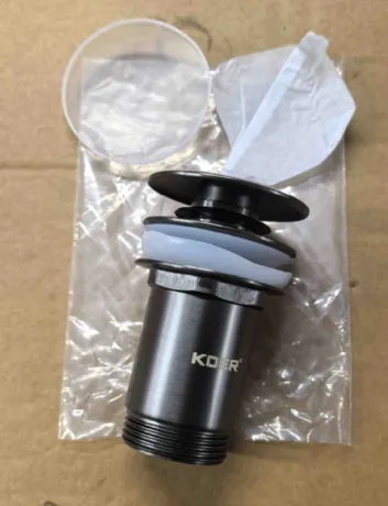 Донний клапан для раковини без переливу KOER PW-08-07 автоматичний (Click-Clack) (Колір графітовий) 1 1/4'' (KR6484) — Photo 1