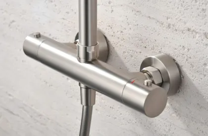 IMEX MONZA BRUSHED NICKEL Душова колона з термостатом TURN CLEAN, матовий нікель — Photo 2