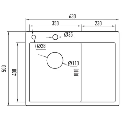 Мийка з нержавіючої сталі Mixxus MH6350L Nano-Black (3.0/0.8) колір графіт (MI7045) — Photo 3
