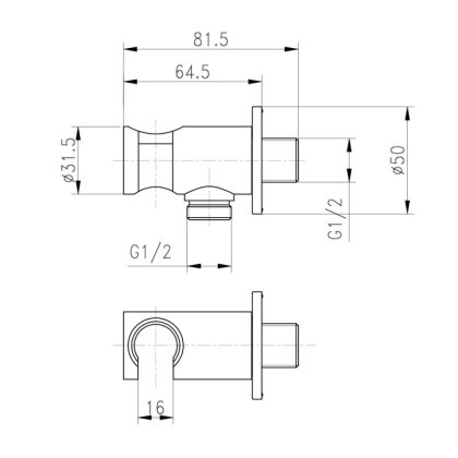 Підключення з тримачем для шлангу Qtap Spojeni округлі QTCRMBH030 Chrome — Photo 1