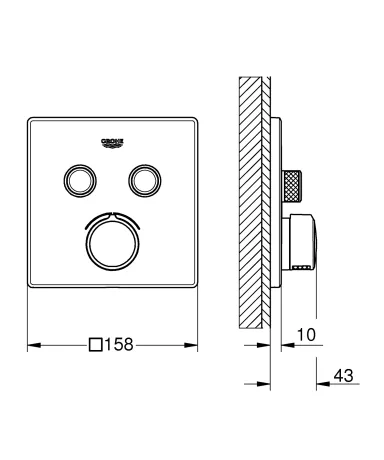 Змішувач прихованого монтажу на 2 споживача Grohe SmartControl Mixer (29148000) — Photo 2
