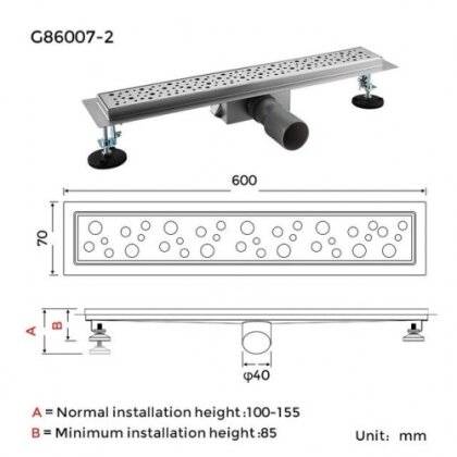 G86007-2 Душовий трап із нержавіючої сталі 70*600мм {5} — Photo 3