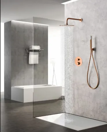 IMEX MONZA BRUSHED ROSE GOLD Набір для душу з термостатом, PVD матове рожеве золото — Photo 1