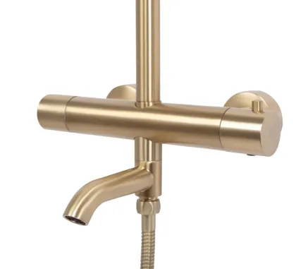 Душовий гарнітур REA LUNGO BRUSHED GOLD матове золото з термостатом та виливом — Photo 3