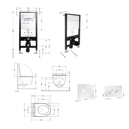 Готове рішення Qtap для ванної кімнати: підвісний унітаз Taurus Ultra Quiet 485x360x350 + комплект інсталяції Standard (кругла клавіша Chrome) — Photo 1
