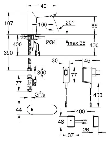 Монокран на одну воду сенсорний Grohe Euroeco Cosmopolitan E Bluetooth (36409000) — Photo 1