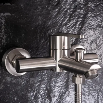 Змішувач для ванни і душу REA ONTARIO NIKIEL BRUSHED з виливом — Photo 3