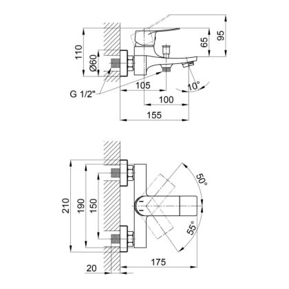 Змішувач для ванни Qtap Nihonto QTNH3022101DC Chrome — Photo 1