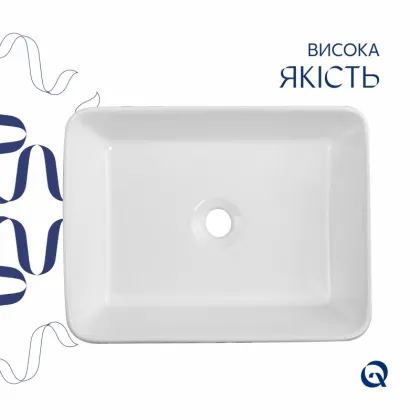 Раковина накладна Qtap Tern 480x370x135 мм, Marble, прямокутна, з донним клапаном QT17116069MR — Photo 3