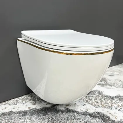 Підвісний унітаз VBI VULCANO WHITE GOLD EDGE — Photo 3
