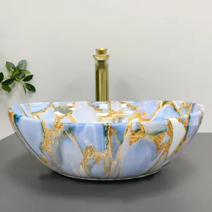 Умивальник (раковина) VBI PARMA MARBLE BLUE GLOSSY накладний — Photo 5