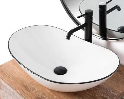 Умивальник (раковина) REA ROYAL WHITE BLACK EDGE накладний * — Photo 1