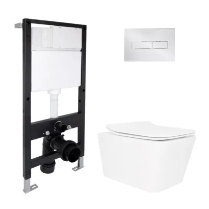 Готове рішення Qtap для ванної кімнати: підвісний унітаз Crow Rimless 520x360x290 + комплект інсталяції Standard (лінійна клавіша Chrome)