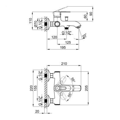 Змішувач для ванни Qtap Rozkos 3055104DC — Photo 1