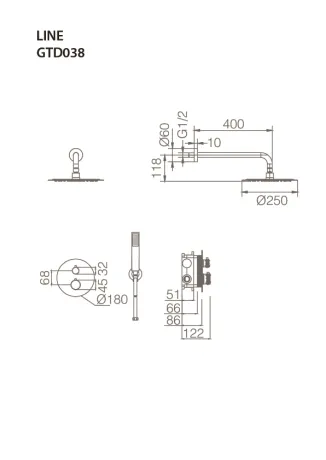 IMEX LINE BRUSHED NICKEL Набір для душу термостатичний, матовий нікель — Photo 2