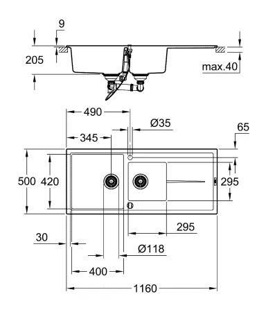Композитна мийка для кухні Grohe K400 (31643AT0) — Photo 3