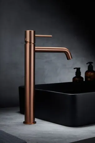 IMEX MONZA PVD BRUSHED ROSE GOLD Змішувач для умивальника високий, PVD матове рожеве золото — Photo 2