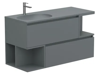 Тумба підвісна URBAN Сіра soft-touch з умивальником NEW YORK 1200 L Miraggio
