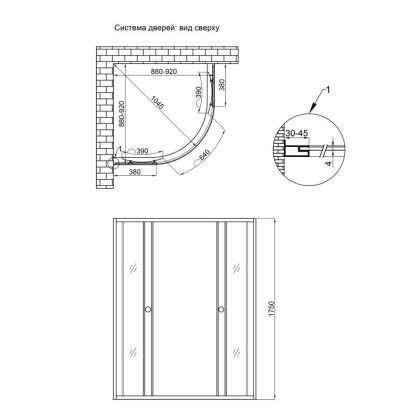 Душова кабіна Lidz Wieza SC90x90.SAT.MID.L, скло Linie 4 мм без піддону — Photo 1