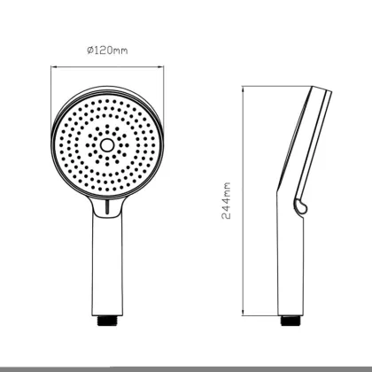 Лійка для ручного душу Qtap Rucni D 130 мм округла QTRUC125BLM45951 Black Matt — Photo 1