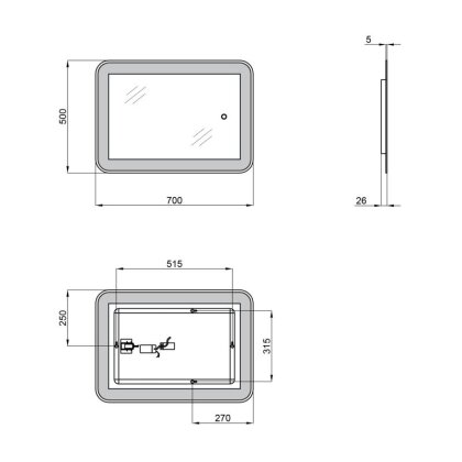 Дзеркало Qtap Swan 500х700 з LED-підсвічуванням, Reverse QT167814145070W — Photo 1