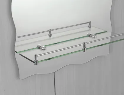 Дзеркало настінне ZERIX MIRRA MRZ02-60x85x10 прямокутне з дугоподібним верxом, фігурними боками та полицею (ZX5620) — Photo 1