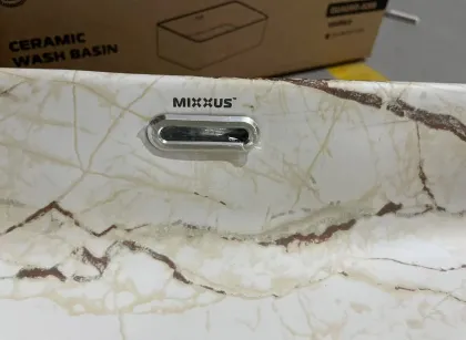 Раковина накладна Mixxus Premium QUADRO-0208 MARBLE 480х315х140mm з переливом (MP6518) — Photo 5
