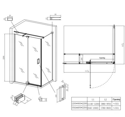 Душова кабіна без піддону Koer SR SC02-120x90x200-TR-01 прозоре скло Easy Clean 8мм, хром (KR5354) — Photo 1