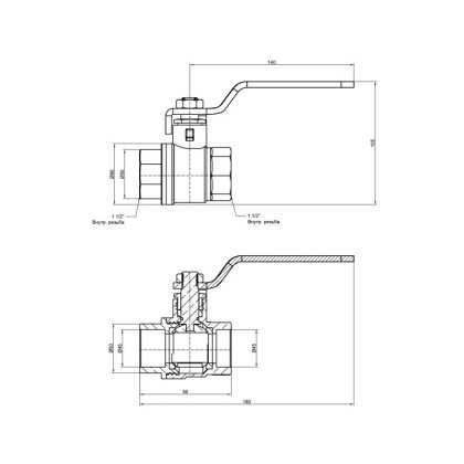 Кран кульовий SD Plus 1&quot; 1/2 ВР для води (важіль) SD600W40 — Photo 1