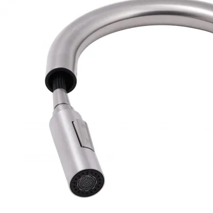 Змішувач для кухні Qtap Lenicka з висувним виливом QTLEN9138103UN Brushed Nickel PVD — Photo 4