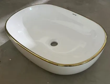 Раковина накладна Mixxus Premium ELLIPSE-0105 EDGE GOLD 600х400х150mm (MP6564) — Photo 3