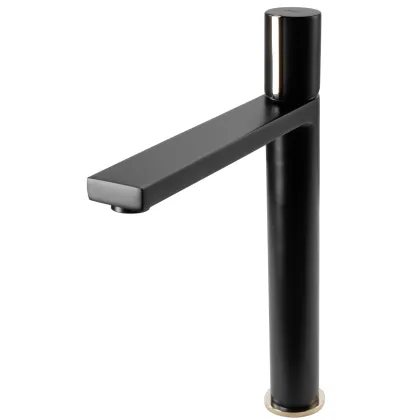 Змішувач для раковини (умивальника) REA ICON BLACK GOLD чорний високий — Photo 3