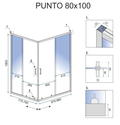 Душова Кабіна REA Punto Чорний 80x100 REA-K4806 — Photo 6