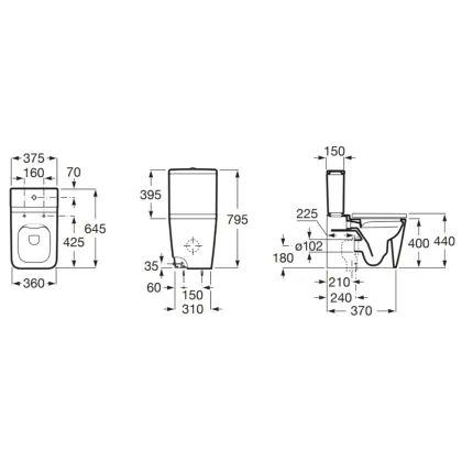 INSPIRA Square унiтаз 37*64,5*79,4см, Rimless, пiдлоговий — Photo 1