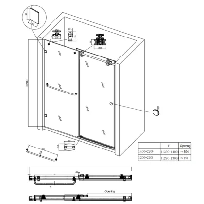 Двері в нішу Koer SR SD06-140x220-TR-07 прозоре скло Easy Clean 8мм, графіт (KR5369) — Photo 10