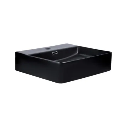 Комплект Qtap Nando LT: Раковина підвісна прамокутна 500х420х120 мм Matt Black + Донний клапан PU03O — Photo 3