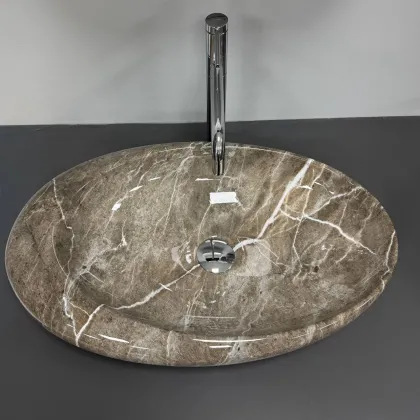 Умивальник (раковина) VBI VICENZA M BROWN STONE GLOSSY накладний — Photo 3