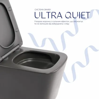 Унітаз підвісний Tern Ultra Quiet 490×365×325 мм, Anthracite, з сидінням Slim Duroplast / Soft-close / Quick Release QT17332303ASAN Qtap — Photo 4