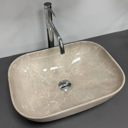 Умивальник (раковина) VBI RAVENNA BEIGE STONE GLOSSY накладний — Photo 3
