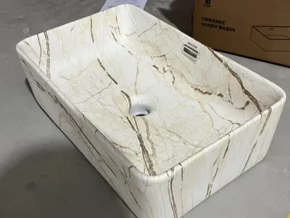 Раковина накладна Mixxus Premium QUADRO-0208 MARBLE 480х315х140mm з переливом (MP6518) — Photo 2