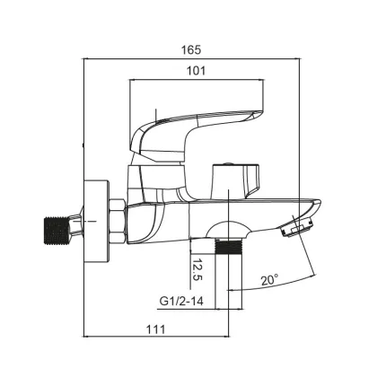 Змішувач для ванни з коротким виливом Koer KB-40008-05 (Колір чорний) (KR3473) — Photo 1