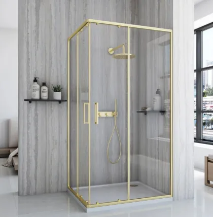 Душова кабіна REA CITY 80х100 BRUSHED GOLD — Photo 1