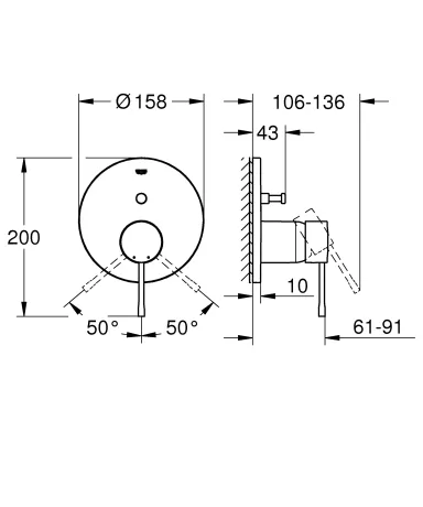 Змішувач прихованого монтажу на 2 споживача Grohe Essence New (24058001) — Photo 2