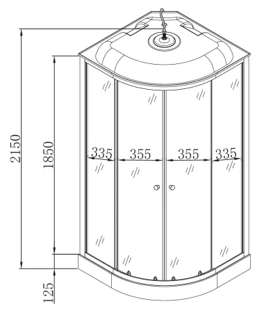 Бокс душовий без гідромасажу Mixxus STRONG SB02-90x90x215-GR SATIN з низьким піддоном (MI6887) — Photo 10